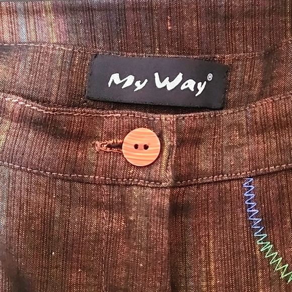 MY WAY Women's Brown, Linen/Cotton Pants Suit.  Size US 8. UK 12 - Picture 8 of 16